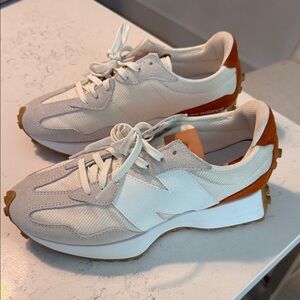 New Balance Cream and Brown Sneakers